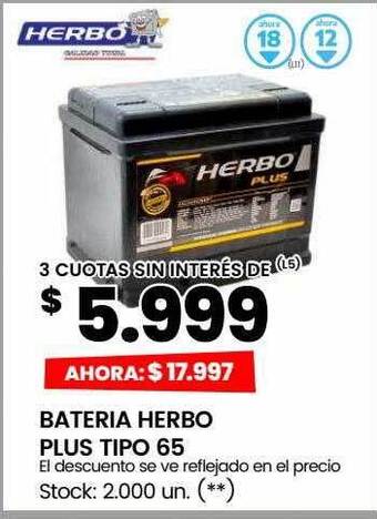 Changomas Bateria herbo plus tipo 65 oferta