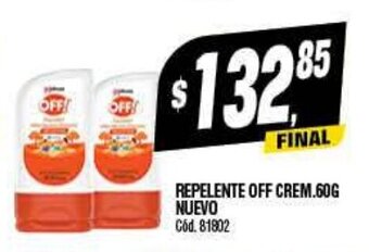 Supermercados Yaguar Repelente Off Crem. 60g Nuevo oferta