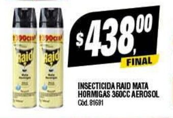Supermercados Yaguar Insecticida Raid Mata Hormigas 360cc Aerosol oferta