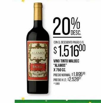 La Anonima Vino tinto malbec oferta