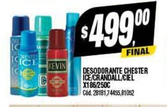 Supermercados Yaguar Desodorante Chester Ice/Crandall/Ciel x 186/250c oferta