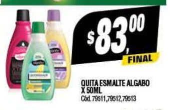 Supermercados Yaguar Quita Esmalte Algabo x 50ml oferta