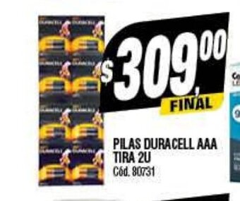 Supermercados Yaguar Pilas Duracell AAA Tira 2u oferta
