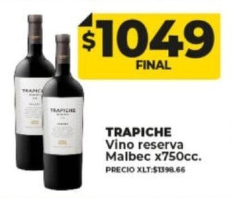 Supermayorista Vital Trapiche Vino Reserva Malbec x750cc. oferta