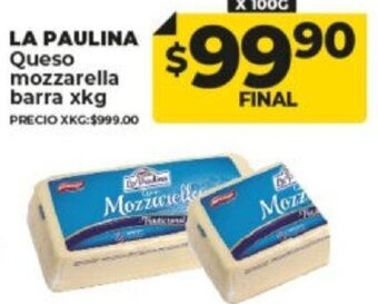 Supermayorista Vital La Paulina Queso Mozzarella barra x kg. oferta