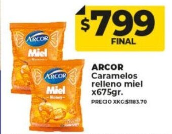 Supermayorista Vital Arcor Caramelos Relleno Miel x675gr oferta