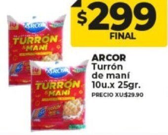 Supermayorista Vital Arcor Turrón De Maní 10u x 25gr oferta