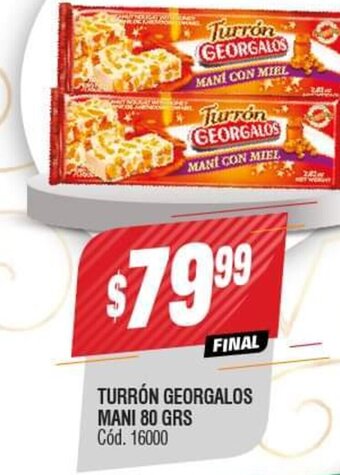 Supermercados Yaguar Turrón Georgalos Mani 80 Grs oferta
