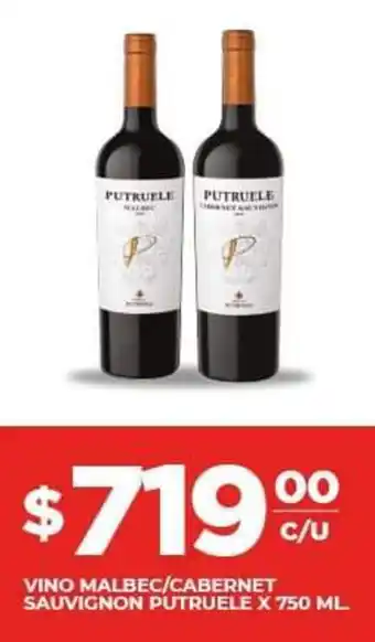 Supermercados DIA Vino Malbec/Cabernet/Sauvignon Putruele x 750ml oferta