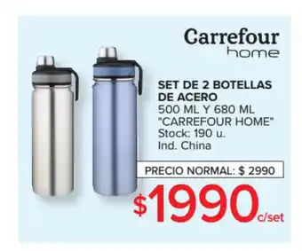Carrefour "Carrefour Home " Set De 2 Botellas De Acero 500ml Y 680ml oferta