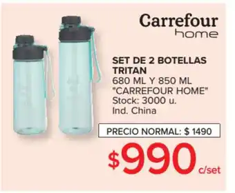 Carrefour "Carrefour Home" Set De 2 Botellas Tritan 680ml y 850ml oferta