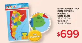Carrefour Mapa Argentina Con Division Política Con Imàn 23 x 34cm oferta