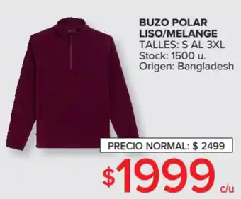 Carrefour Buzo Polar Liso/Melange oferta