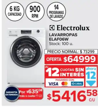 Carrefour Electrolux Lavarropas ELAFO6W oferta