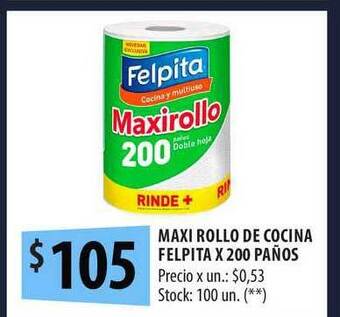 Punto Mayorista Maxi Rollo De Cocina Felpia X 200 Paños oferta