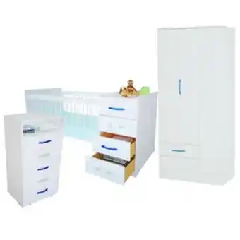 Frávega Combo infantil mosconi cuna cajonero + placard + chifonier oferta