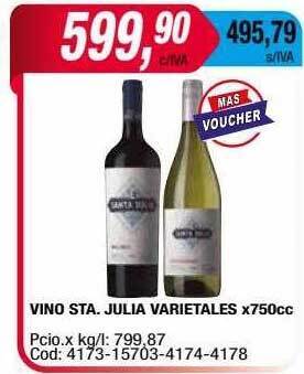 Maxiconsumo Vino sta. julia varietales oferta