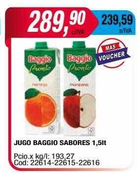 Maxiconsumo Jugo baggio sabores oferta