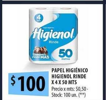 Punto Mayorista Papel Higiénico Higienol Rinde X 4 X 50 Mts oferta