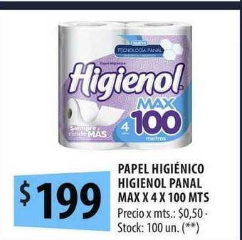 Punto Mayorista Higienol Papel Higiénico Panal Max X 4 X 100 Mts oferta