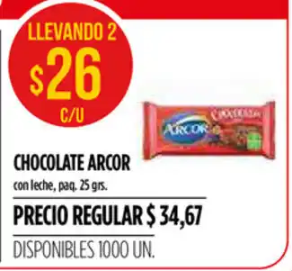 Supermercados Vea Arcor Chocolate 25 grs. oferta