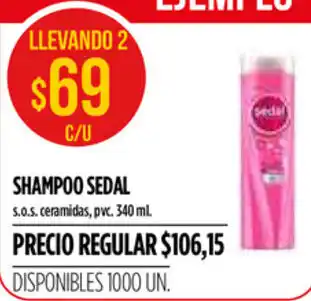 Supermercados Vea Sedal Shampoo 340 ml oferta