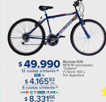Carrefour Bicicleta r26 mtb 18 velocidades oferta