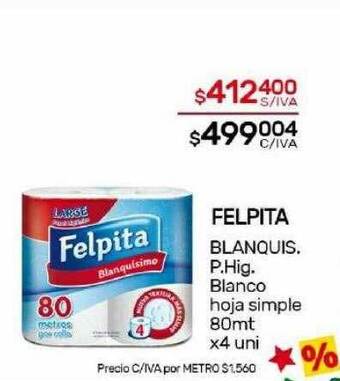 Nini Mayorista Felpita blanquis. p. hig. blanco hoja simple oferta