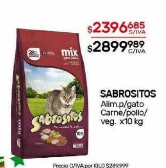 Sabrositos alim. p gato carne pollo veg.