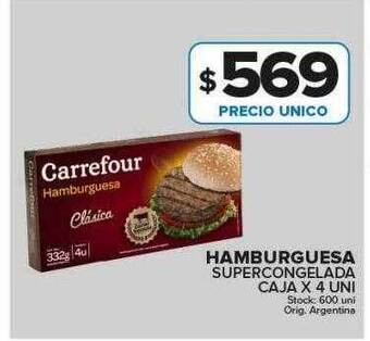 Carrefour Maxi Hamburguesa supercongelada caja x 4 uni oferta
