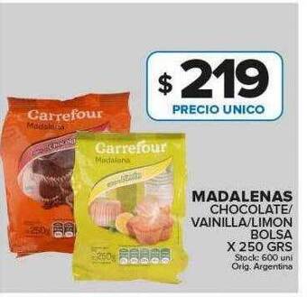 Carrefour Maxi Madalenas chocolate-vainilla-limon bolsa oferta