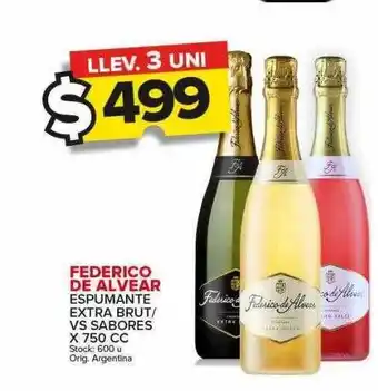 Carrefour Maxi Federico de alvear espumante extra brut-vs sabores x 750 cc oferta