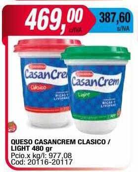 Maxiconsumo Queso casancrem clasico light oferta
