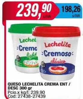 Maxiconsumo Queso lechelita crema ent desc oferta
