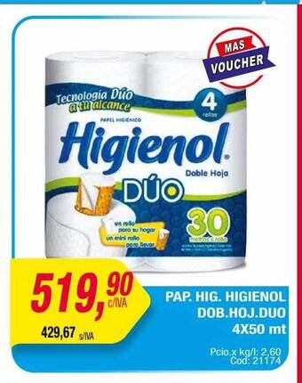 Maxiconsumo Pap. hig. higienol dob. hoj. duo oferta