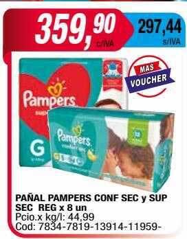 Maxiconsumo Pañal pampers conf sec y sup sec reg oferta