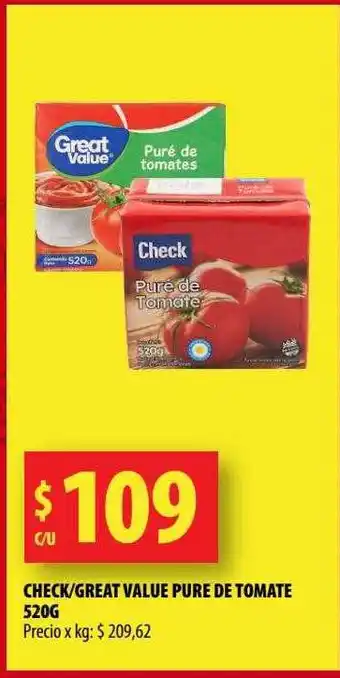 Punto Mayorista Check great value pure de tomate oferta