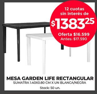 Supermercados Tadicor Mesa Garden Life Rectangular oferta