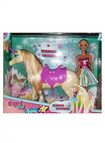 Muñeca kiara hada con unicornio pelo beige rem rosa