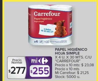 Carrefour Market Papel higiénico hoja simple oferta