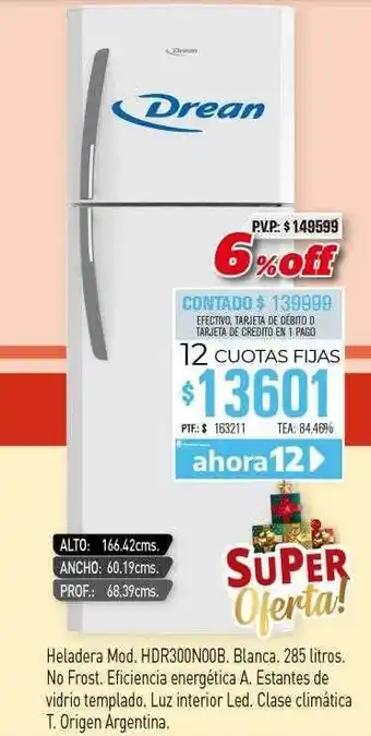 Red del Hogar Drean heladera oferta
