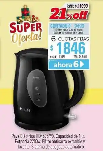 Red del Hogar Pava eléctrica hd4695 90 oferta