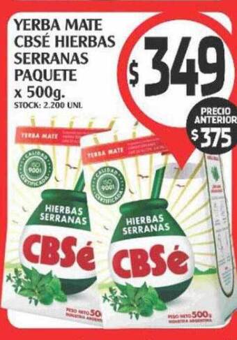 Yerba mate cbsé hierbas serranas paquete