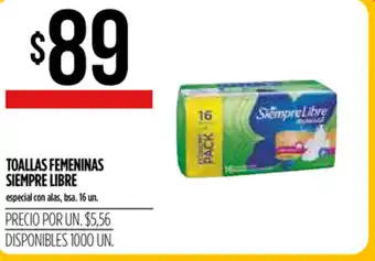 Supermercados Vea Siempre Libre Toallas Femeninas 16 un. oferta