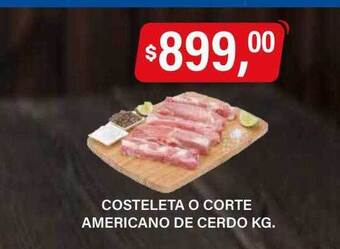 Supermercados Damesco Costeleta o corte americano de cerdo kg oferta