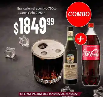 Branca fernet aperitivo 750cc+coca cola