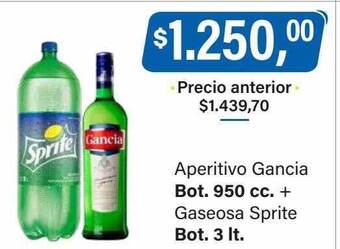 Supermercados Damesco Aperitivo gancia + gaseosa sprite oferta
