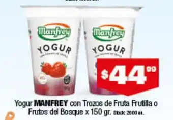 Cordiez Manfrey Yogur con Trozos de Fruta Frutilla o Frustos del Bosque 150 gr.uw oferta