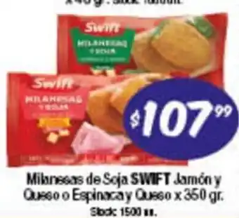 Cordiez Swift Milanesas de Soja Jamón y Queso o Espinaca y Queso 350 gr. oferta