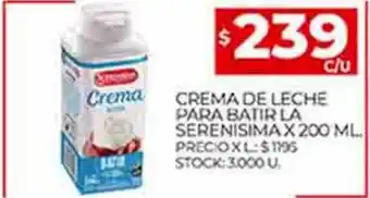 Supermercados DIA Crema de leche para batir la serenisima oferta